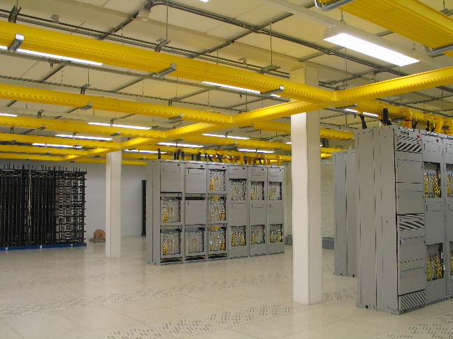 Yellow ceiling fiber trays