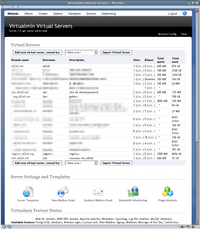 Virtualmin Servers